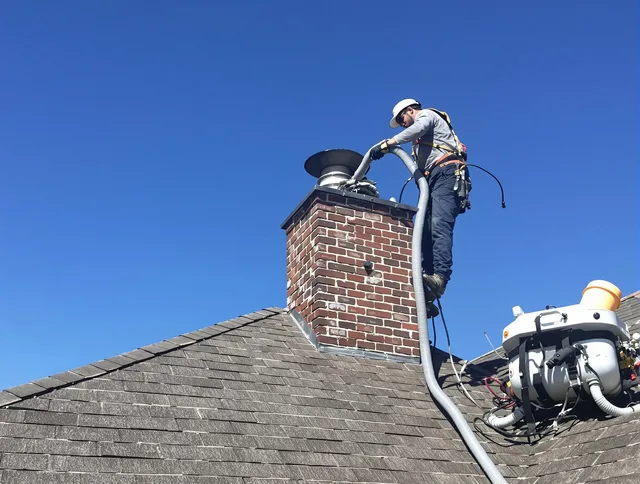 Dedicated Seymour Chimney Sweep team member cleaning a chimney in Seymour, CT