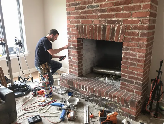 Seymour Chimney Sweep specialist finalizing chimney liner service in Seymour, CT