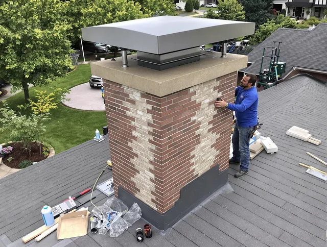 Seymour Chimney Sweep team working on a custom chimney remodel in Seymour, CT