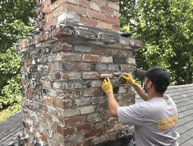 In-progress chimney restoration by Seymour Chimney Sweep in Seymour, CT