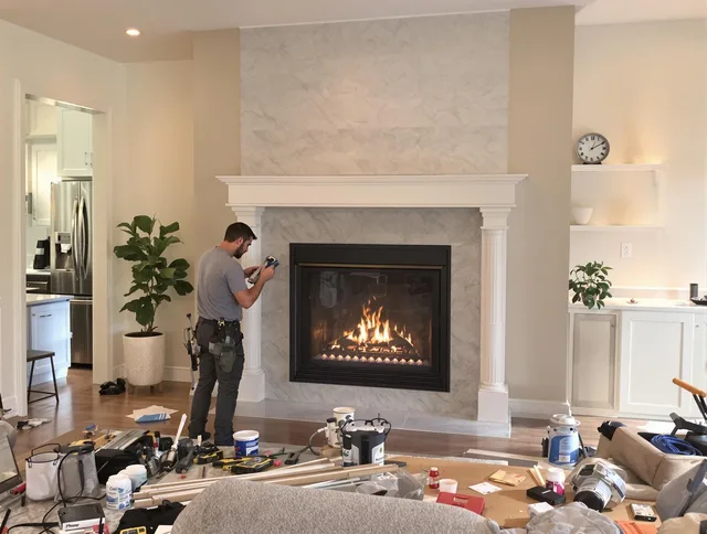 Newly installed fireplace by Seymour Chimney Sweep in Seymour, CT